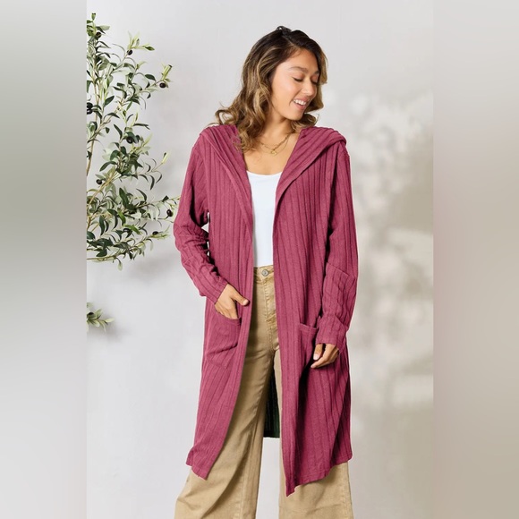 Basic Bae Full Size Ribbed Open Front Long Sleeve Cardigan - Picture 13 of 15